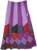 Petite Ankle Length Groovy Colorful Patchwork Wrap Around Skirt in 