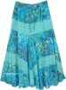 Aquamarine Print Lace Maxi Full Cotton Skirt