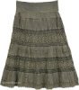 Flint Green Stonewashed Mid Length Crochet Lace Skirt