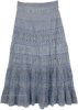 Blue Grey Stonewashed Maxi Long Net Skirt