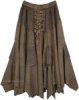 Tobacco Brown Middle Age Uneven Hem Skirt