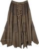 Tobacco Dark Green Middle Age Uneven Hem Skirt