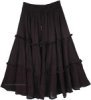 Midnight Magic Tiered Cotton Mid Length Skirt