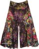 Smoky Black Palazzo Pants with Multicolored Floral Pattern