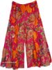 Crimson Flowery Flared Palazzo Pants