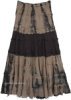 Burly Wood Stylized Tie-Dye Tiered Maxi Skirt