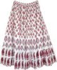 Ethnic White Tiered Cotton Skirt with Paisley and Floral Print