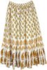 Long White Skirt with Mango Brown Botanical Design