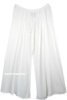 Crinkled Cotton Semi Sheer White Summer Pants