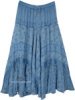 Ocean Waves Crinkled Cotton Tie Dye Mid Length Skirt