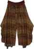 Rustic Earth-Tone Zigzag Flowy Slit Palazzo Pants