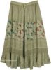 Sage Blossom Multi-Panel Mixed Fabric Maxi Skirt