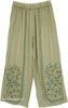 Sage Breeze Embroidered Side Slit Summer Pants