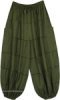 Olive Green Cotton Patchwork Harem Pants