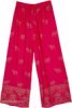 Wide Leg Light Lounge Pants in Fuchsia and Gold