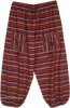 Stripes and Solid Crimson Harem Yoga Pants