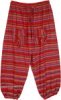 Stripes and Solid Crimson Harem Yoga Pants