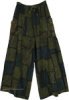 Forest Green Patchwork Wide Leg Boho Pants
