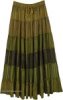 Moss Green Tiered Patchwork Skirt For Tall Women