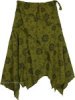 Green Galaxy Asymmetrical Boho Celestial Skirt