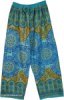 Turquoise Mandala Rayon Pants with Pockets