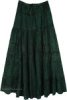 Hunter Green Patchwork Tier Maxi Boho Skirt
