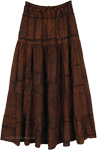 Bronze Clay Full Circle Patchwork Tier Maxi Skirt
