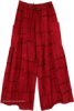 Crimson Grid Patchwork Wide Leg Boho Pants