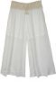 Whimsical White Woven Fine Cotton Gauchos