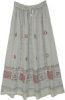 Greige Floral Patch Folk Boho Maxi Skirt