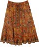 Rust Bloom Tiered Everyday Boho Midi Skirt