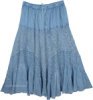 Carolina Blue Long Boho Skirt with Lace Details and Tiers