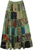 Pistachio Green Patch Work Long Tipsy Gypsy Skirt