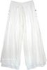 Double Layered Solid White Wide Leg Summer Pants