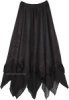 Myth Magic Black Handkerchief Hem Long Skirt with Lace