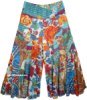 Summer Flowers Curved Patchwork Flared Wide Leg Pants