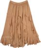 Western Curved Tier Frill Skirt in Tan Beige Crunch