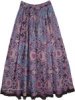 Denim Blue Smocked Waist Long Tiered Skirt Dress with Beads