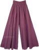 Wild Plum Wide Leg Cotton Palazzo Pants with Shirred Waist