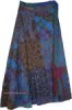 Egyptian Sapphire Blue Hippie Wrap Skirt Reversible Boho Wrap