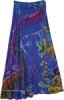 XXL Royal Blue Long Wrap Skirt with Marine Water Tie Dye