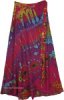 XXL Tangy Pink Long Wrap Skirt with Boho Tie Dye