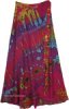 Reversible Hippie Wrap Skirt In Orange Floral Patchwork