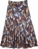 Artist Cotton Tiered Skirt with Blue and Brown Graphic