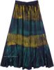 Blue Hue Tie Dye Drawstring Waist Long Skirt