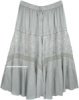 Cloud Grey Plus Size Rayon Embroidered Medieval Barn Skirt