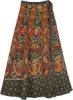 Ethnic Block Print Wrap Skirt in Firebrick Red