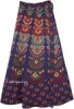 Fiji Blue Ethnic Block Print Wrap Skirt in Cotton