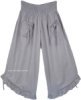 Steel Gray Cotton Crop Pants with Tie Up Front Pockets