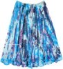 Aqua Splash Mid Length Summer Cotton Crinkle Skirt